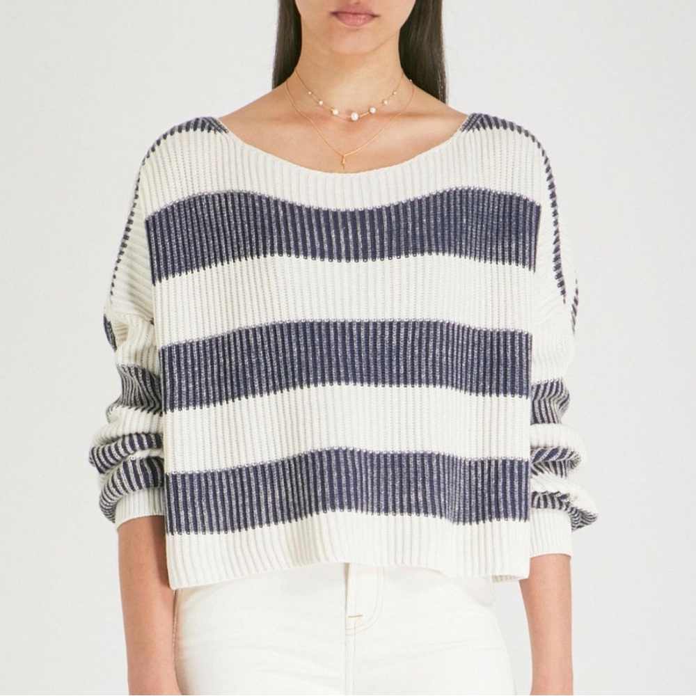 Free People Just my Stripe Cropped Sweater